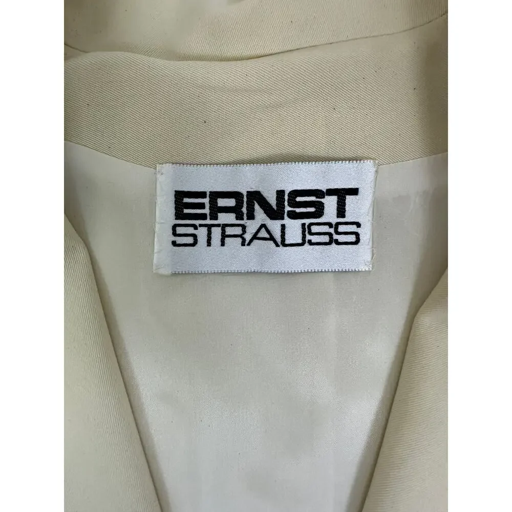 Vintage Ernst Strauss Women's Cream Color Trench Coat Jacket 100% Wool Size 6